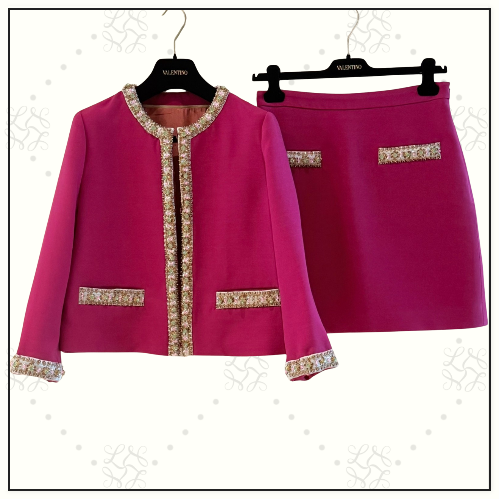 EMBROIDERED CREPE COUTURE JACKET & SKIRT