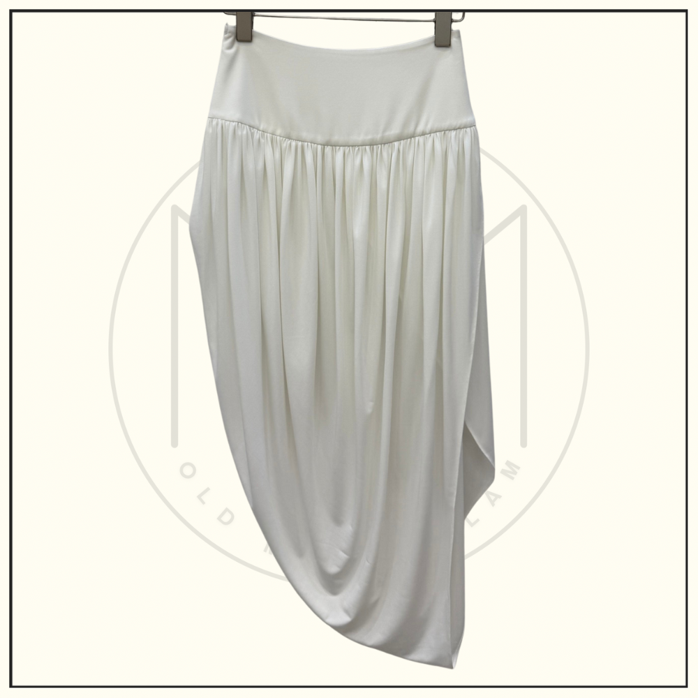 DRAPED JERSEY JACKET & TWISTED FLUID JERSEY SKIRT