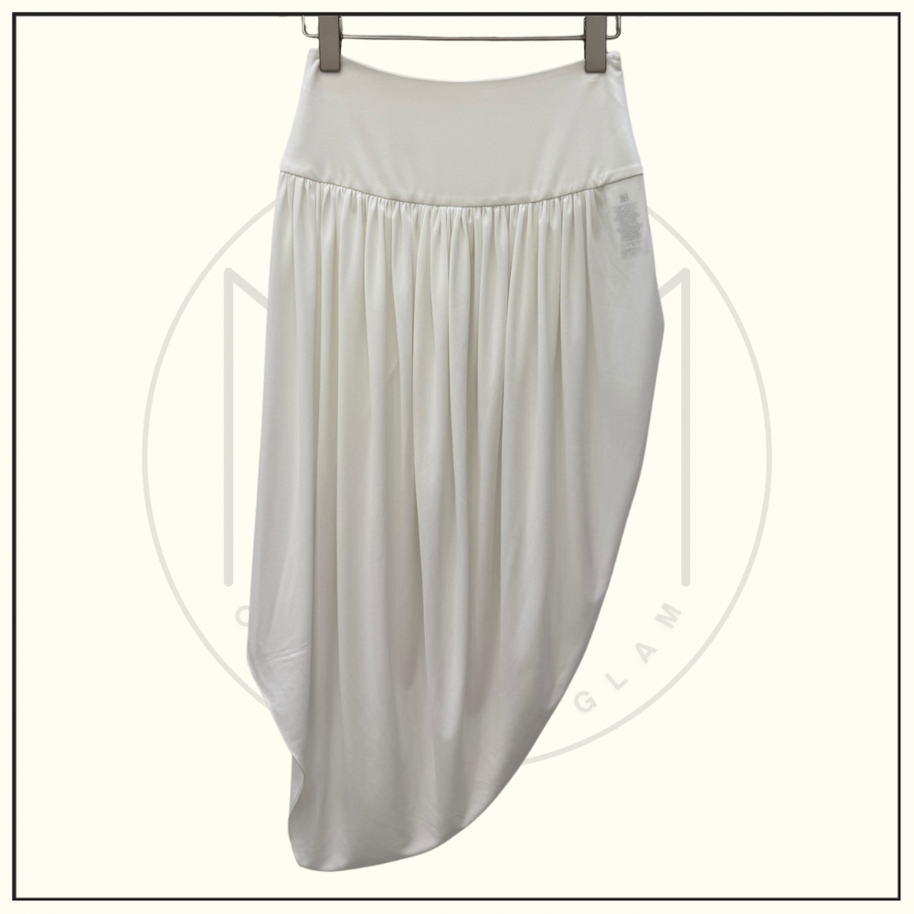 DRAPED JERSEY JACKET & TWISTED FLUID JERSEY SKIRT