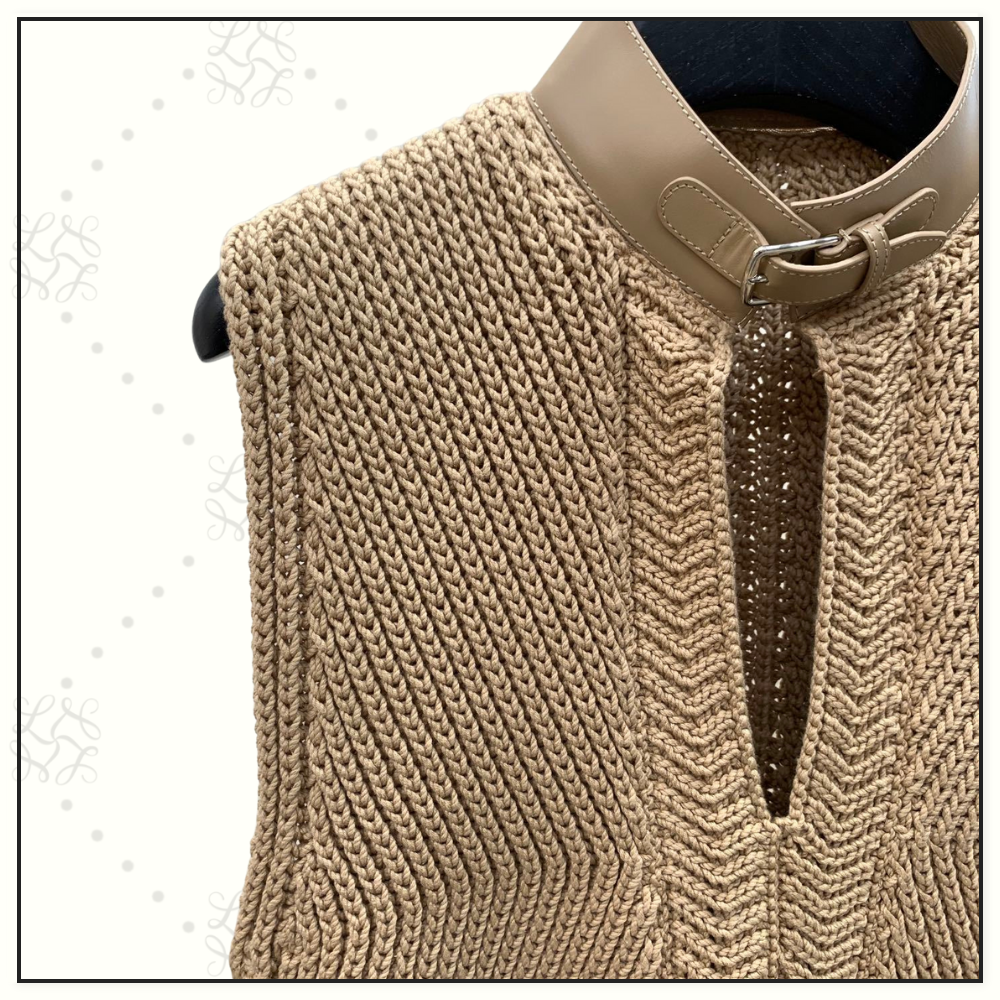 KNIT GILET WITH LEATHER DETAIL