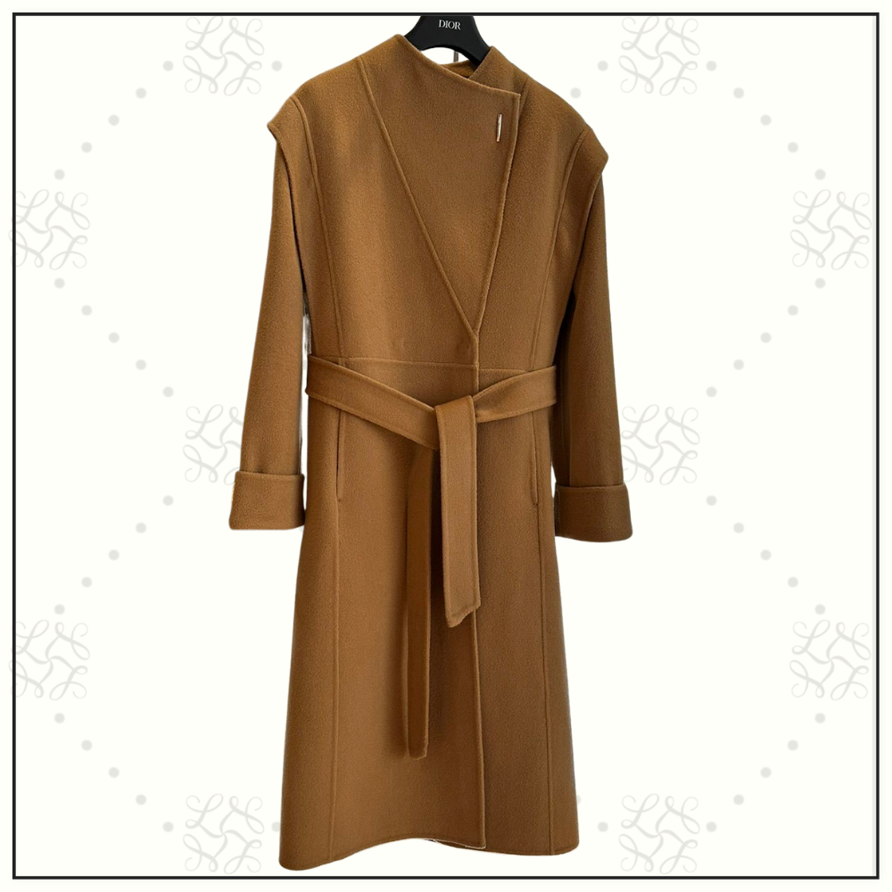 WOOL & CASHMERE BLEND FUNNEL NECK COAT