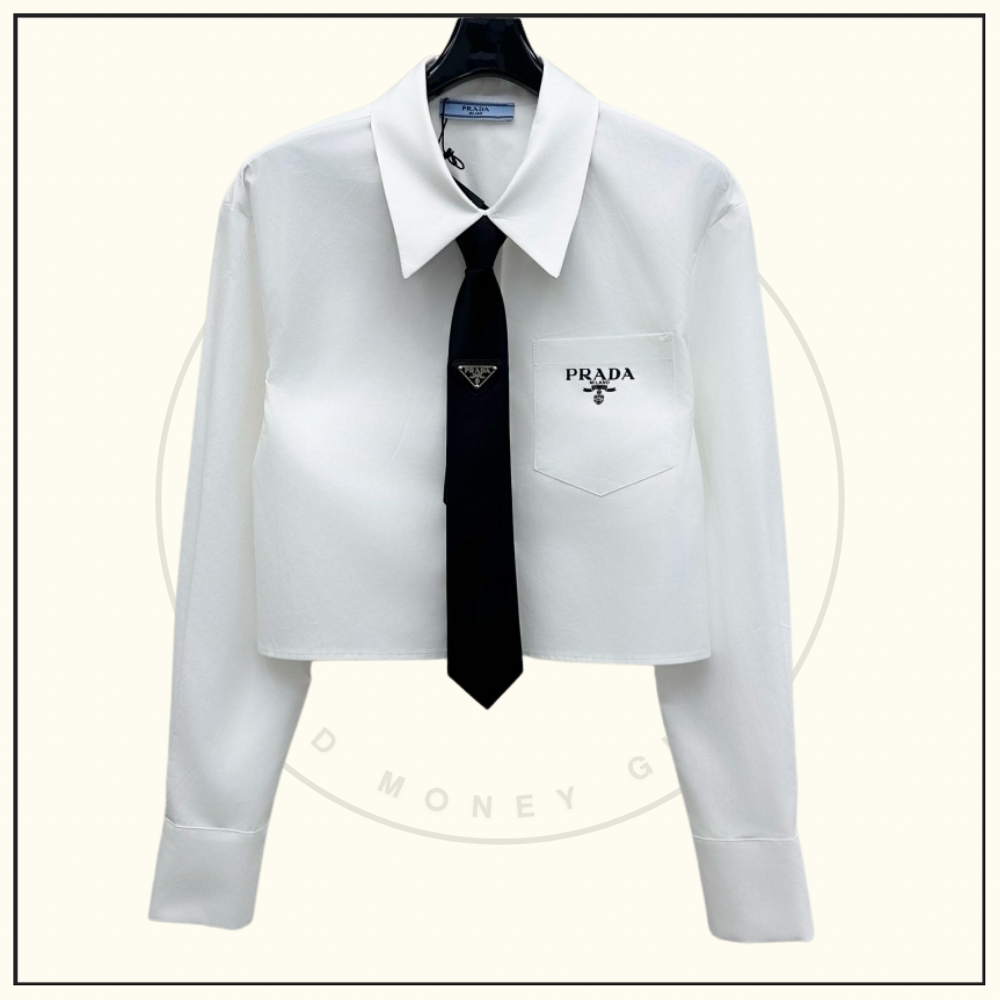 NECK TIE CROPPED SHIRT