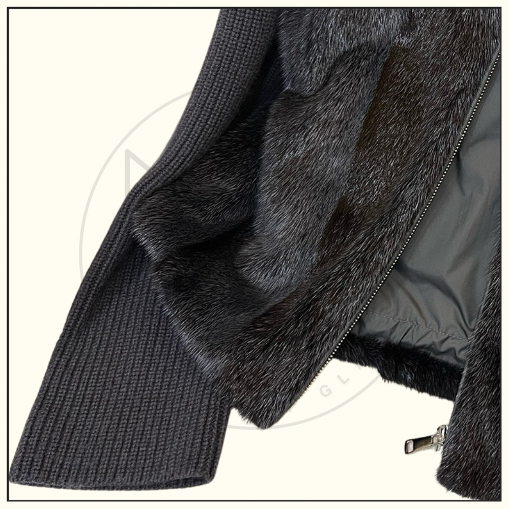 MINK FUR JACKET WITH KNIT SLEEVE