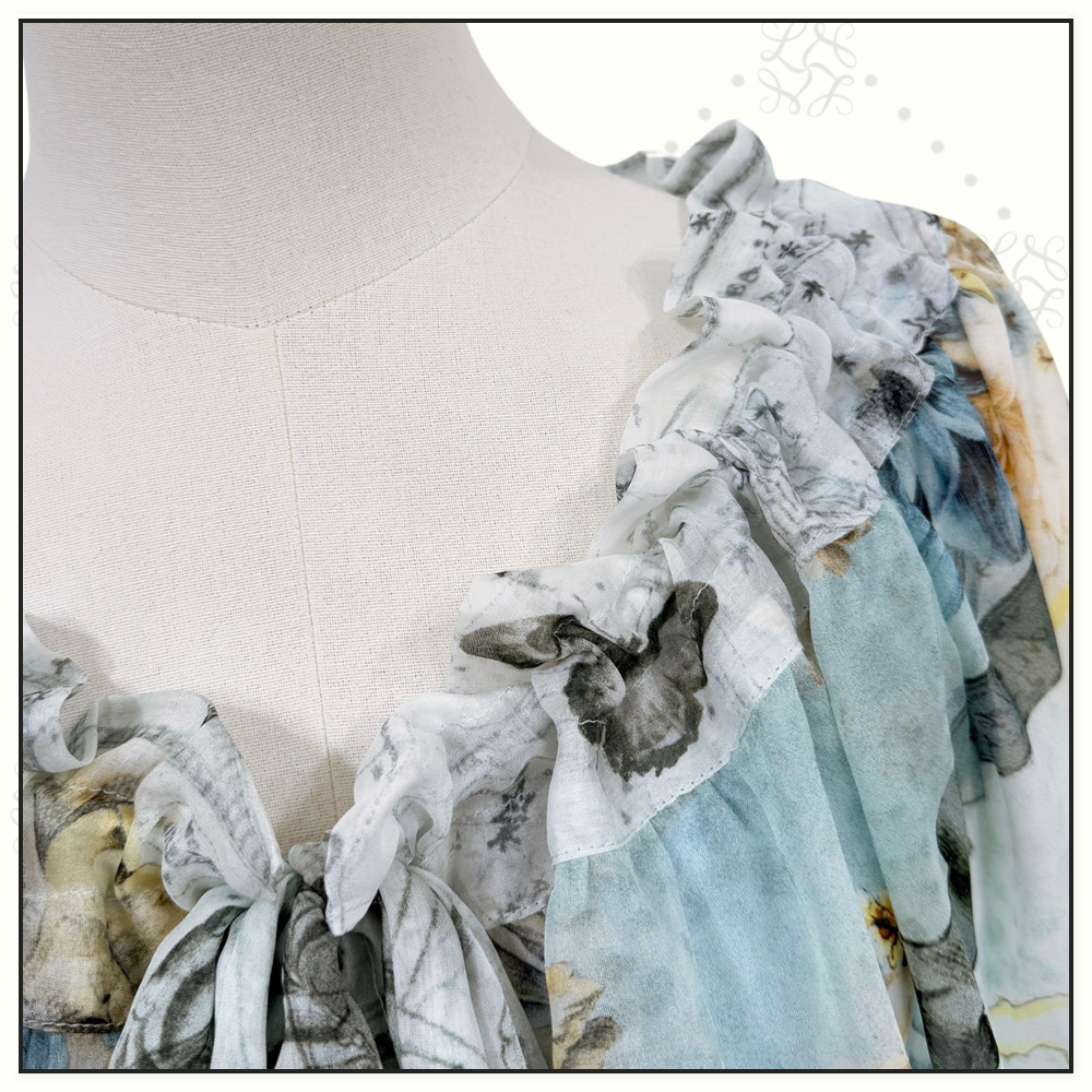 GATHERED BLOUSE & TIERED SKIRT