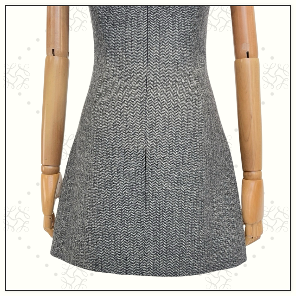 GREY HERRINGBONE COLLARED MINI DRESS