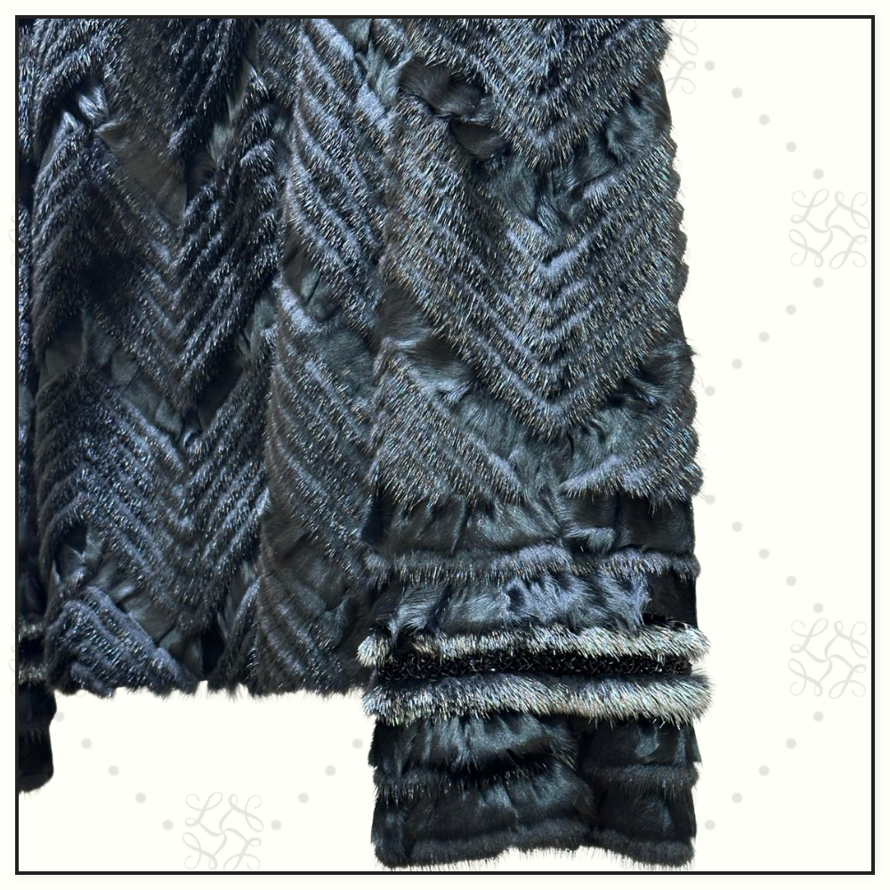 MINK FUR JACKET WITH CHEVRON MOTIFS