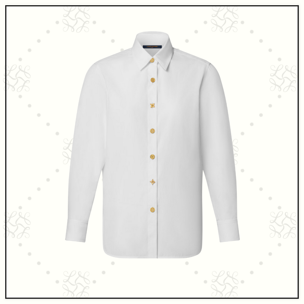 COTTON POPLIN MONOGRAM BUTTON SHIRT