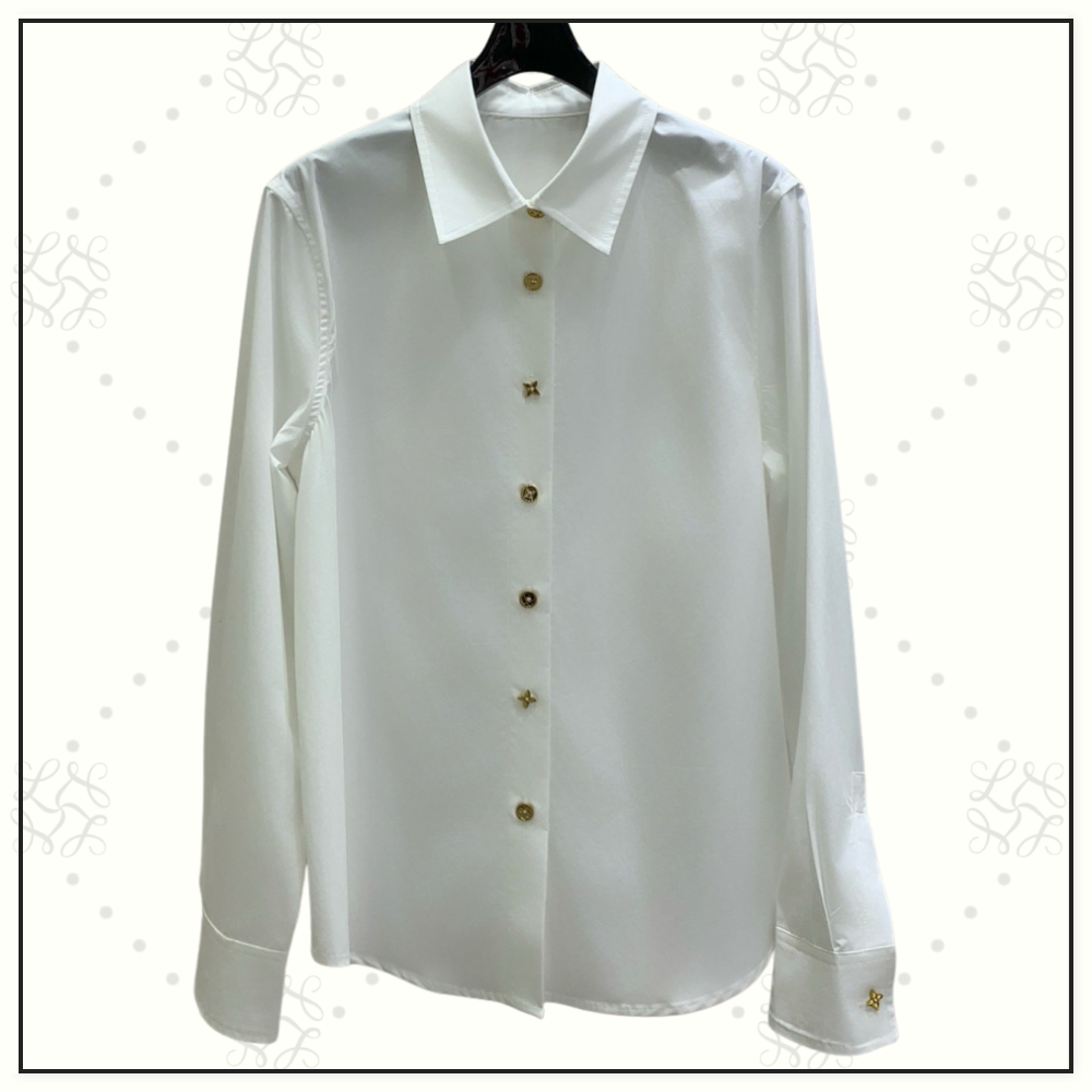 COTTON POPLIN MONOGRAM BUTTON SHIRT