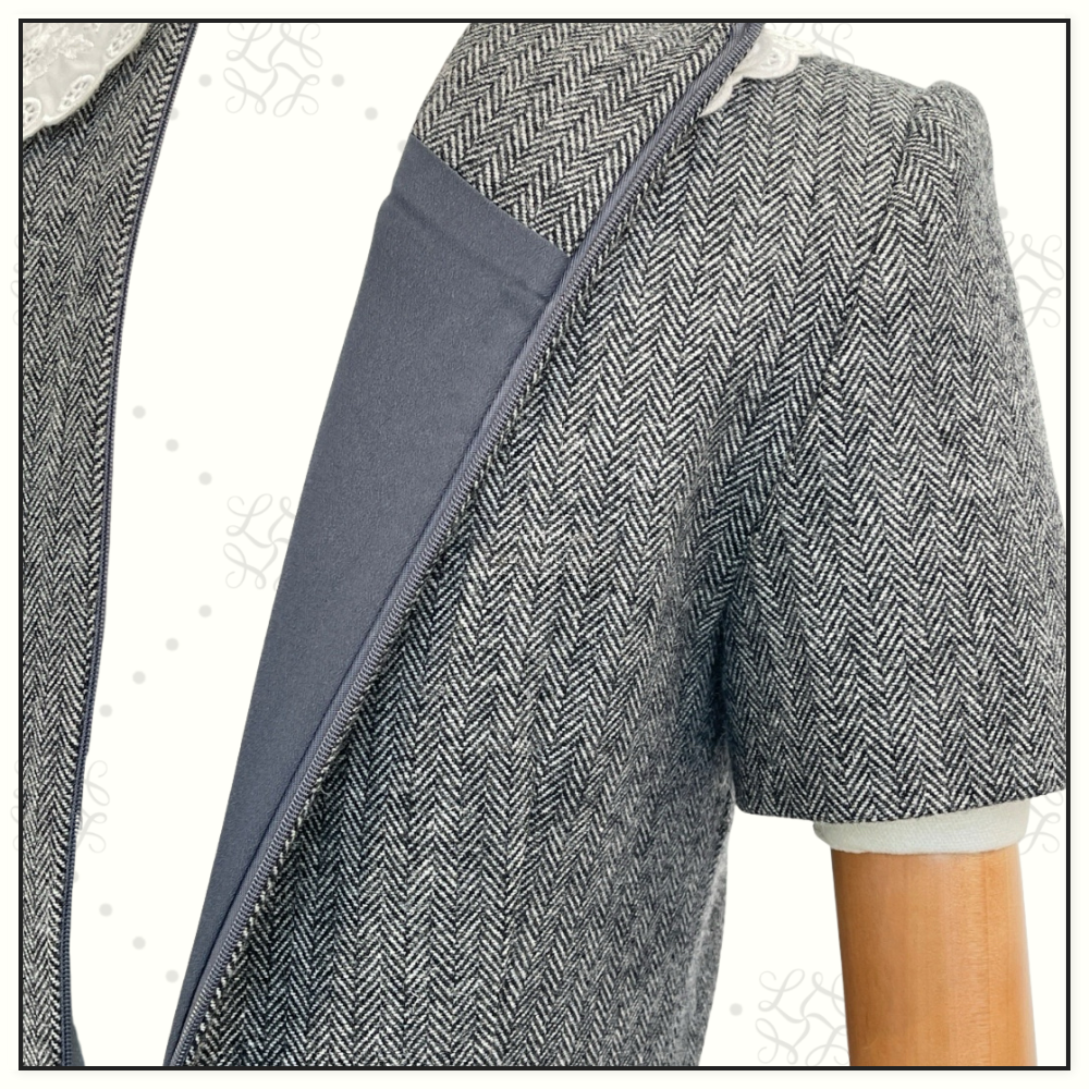 GREY HERRINGBONE COLLARED MINI DRESS