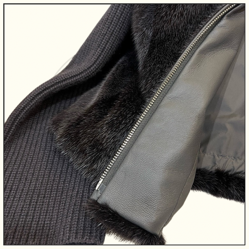 MINK FUR JACKET WITH KNIT SLEEVE