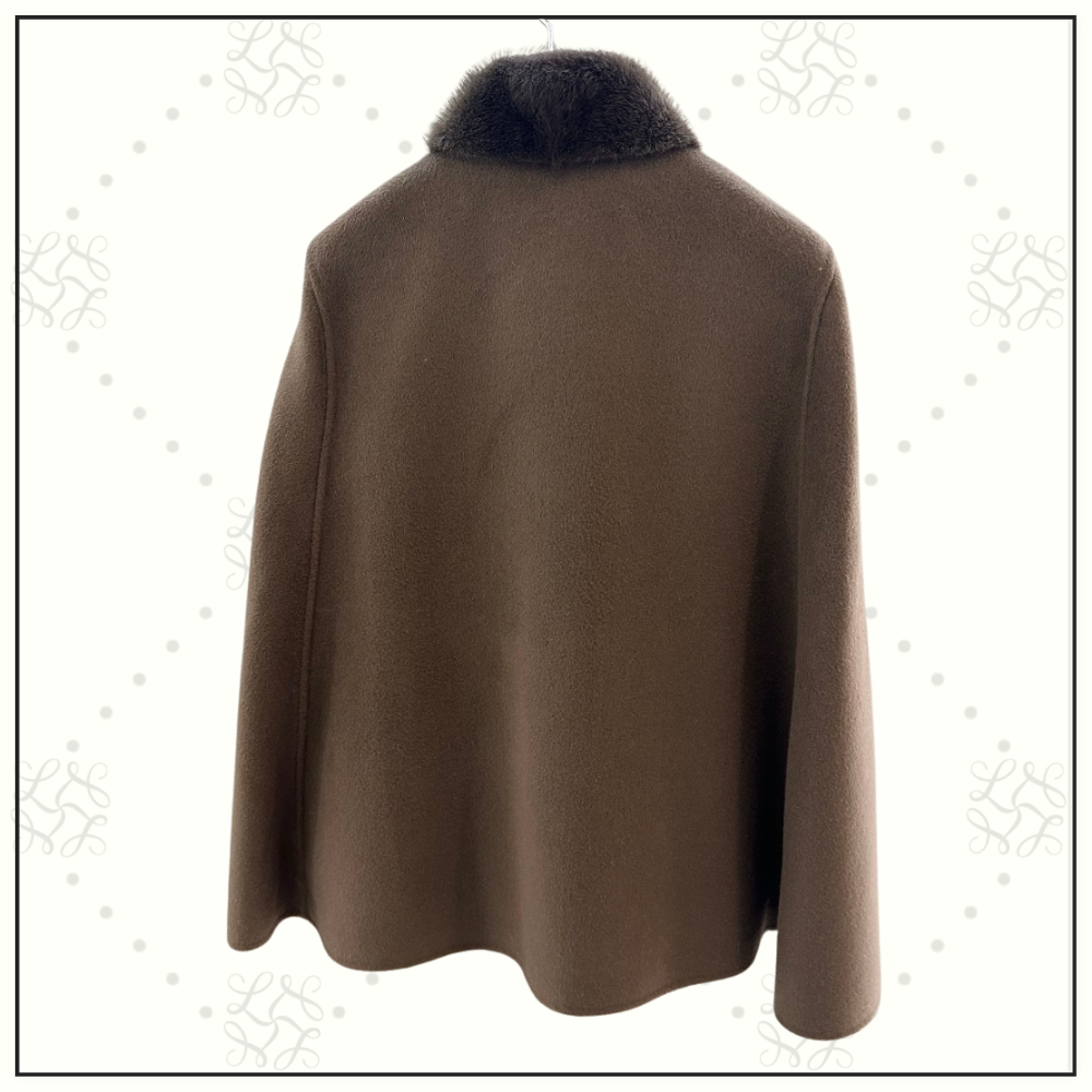 GIOVI CASHMERE CAPE WITH FUR COLLAR