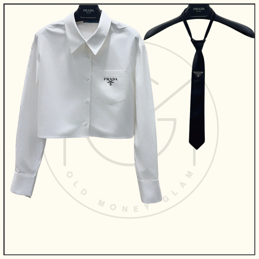 NECK TIE CROPPED SHIRT