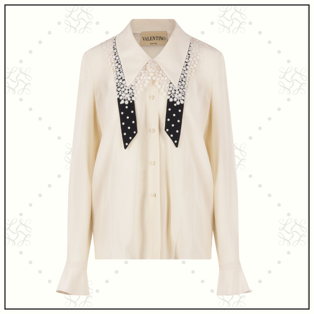 SILK AND LACE SHIRT WITH BOW TIE
