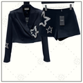 SEQUIN STAR EMBELLISHMENTS CROPPED BLAZER & SHORT