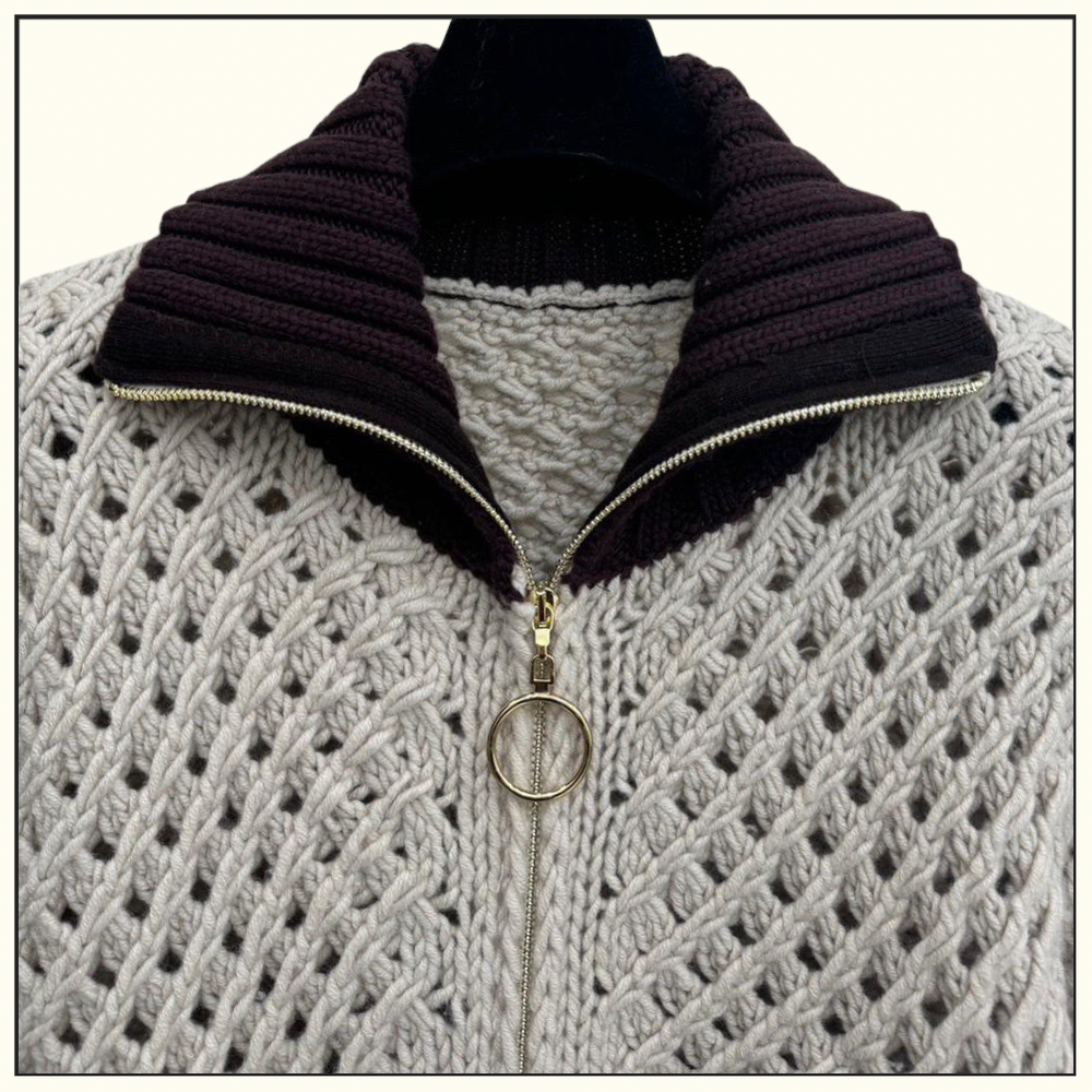 COLOR BLOCKED KNIT JACKET