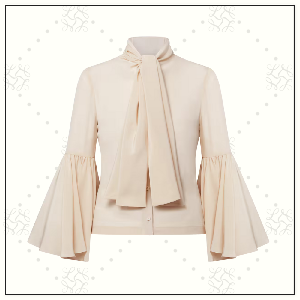 SILK FLARED SLEEVE BLOUSE