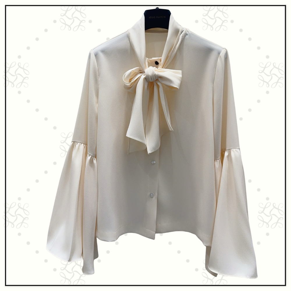 SILK FLARED SLEEVE BLOUSE