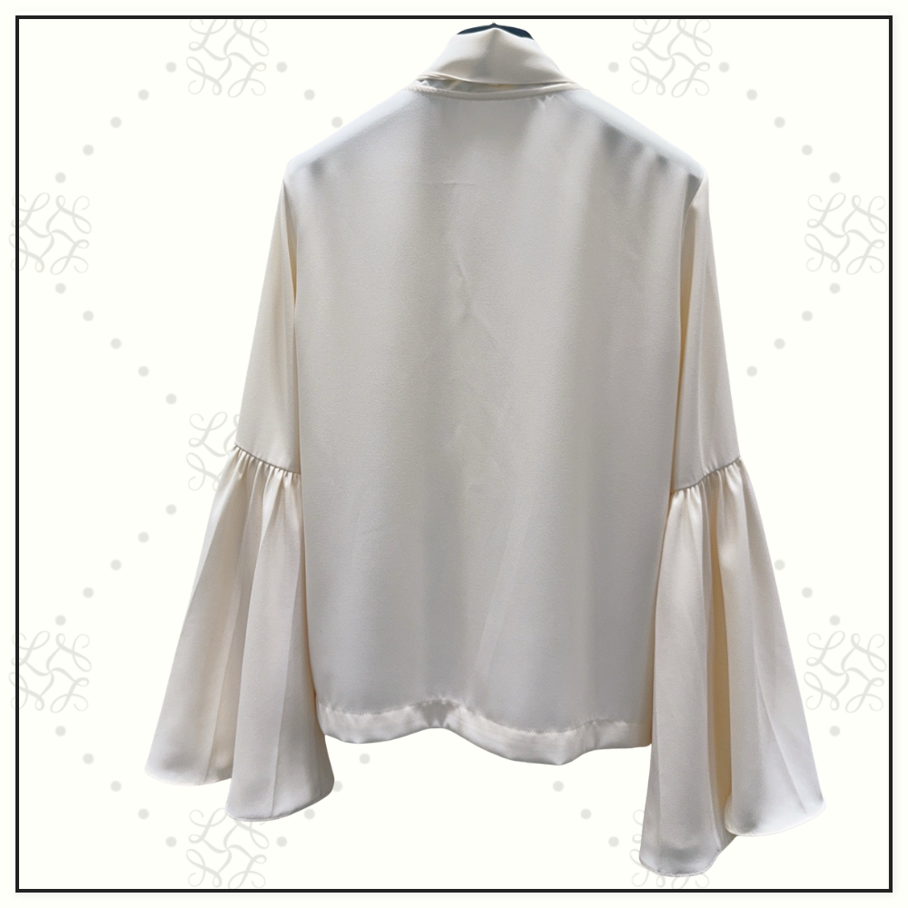 SILK FLARED SLEEVE BLOUSE