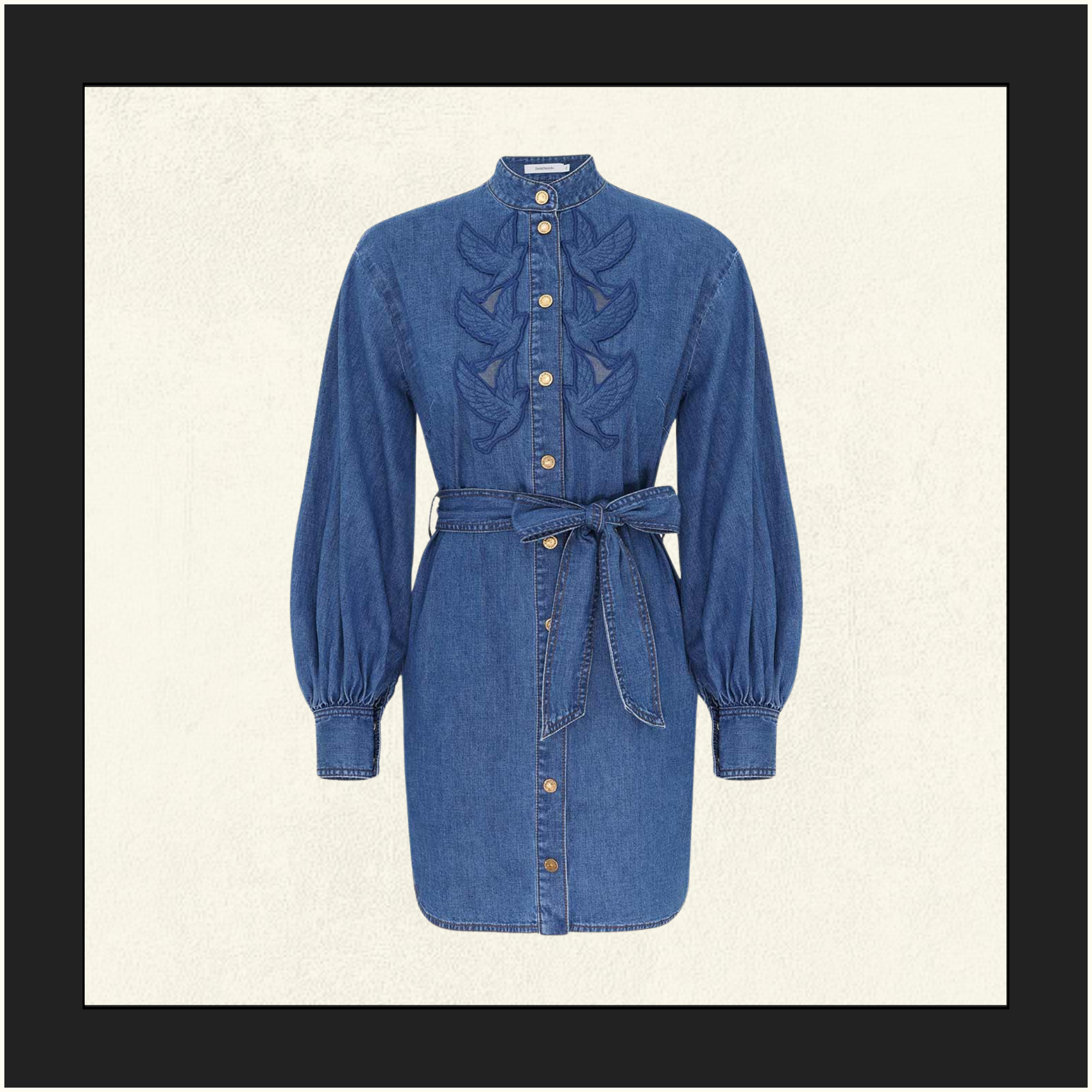 DENIM APPLIQUE MINI DRESS