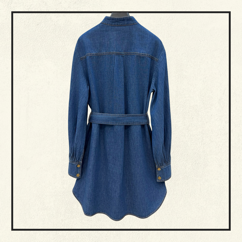 DENIM APPLIQUE MINI DRESS