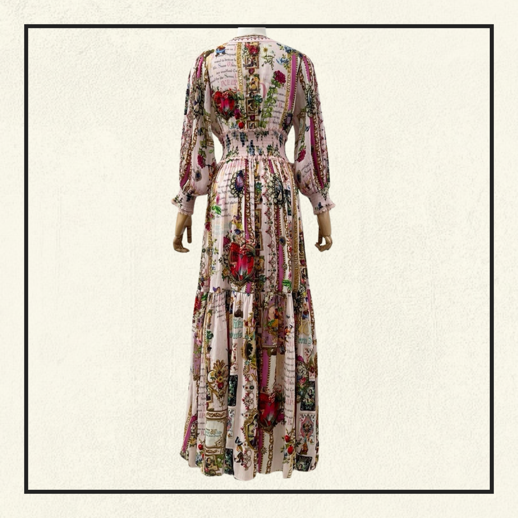 SHIRRED WAISTBAND LONG DRESS