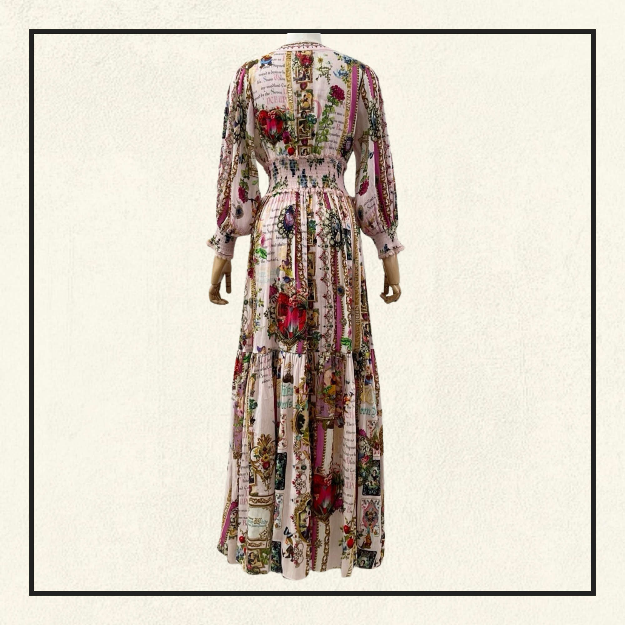 SHIRRED WAISTBAND LONG DRESS