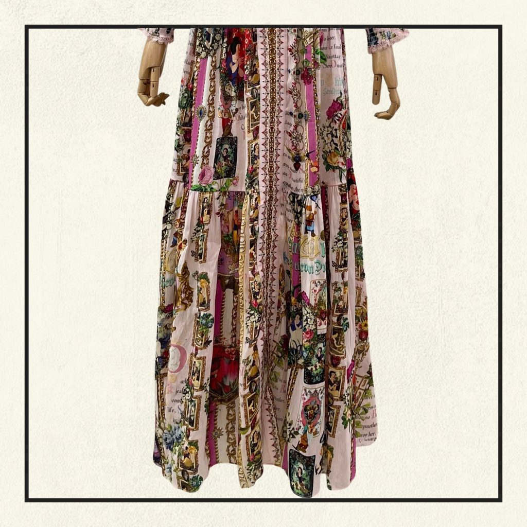 SHIRRED WAISTBAND LONG DRESS