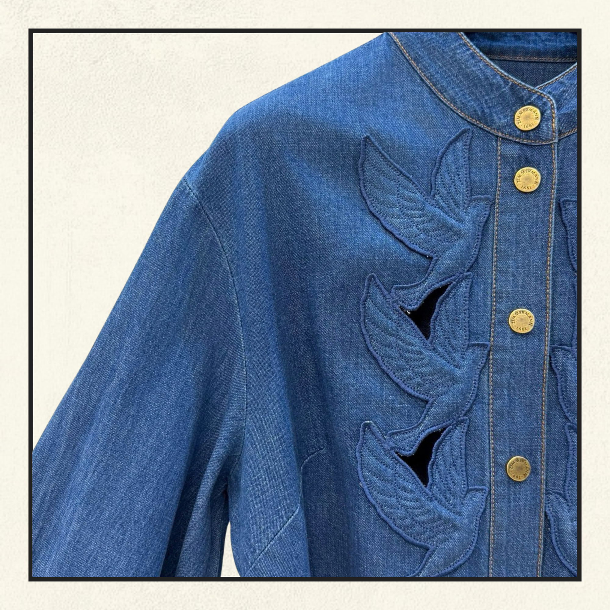 DENIM APPLIQUE MINI DRESS