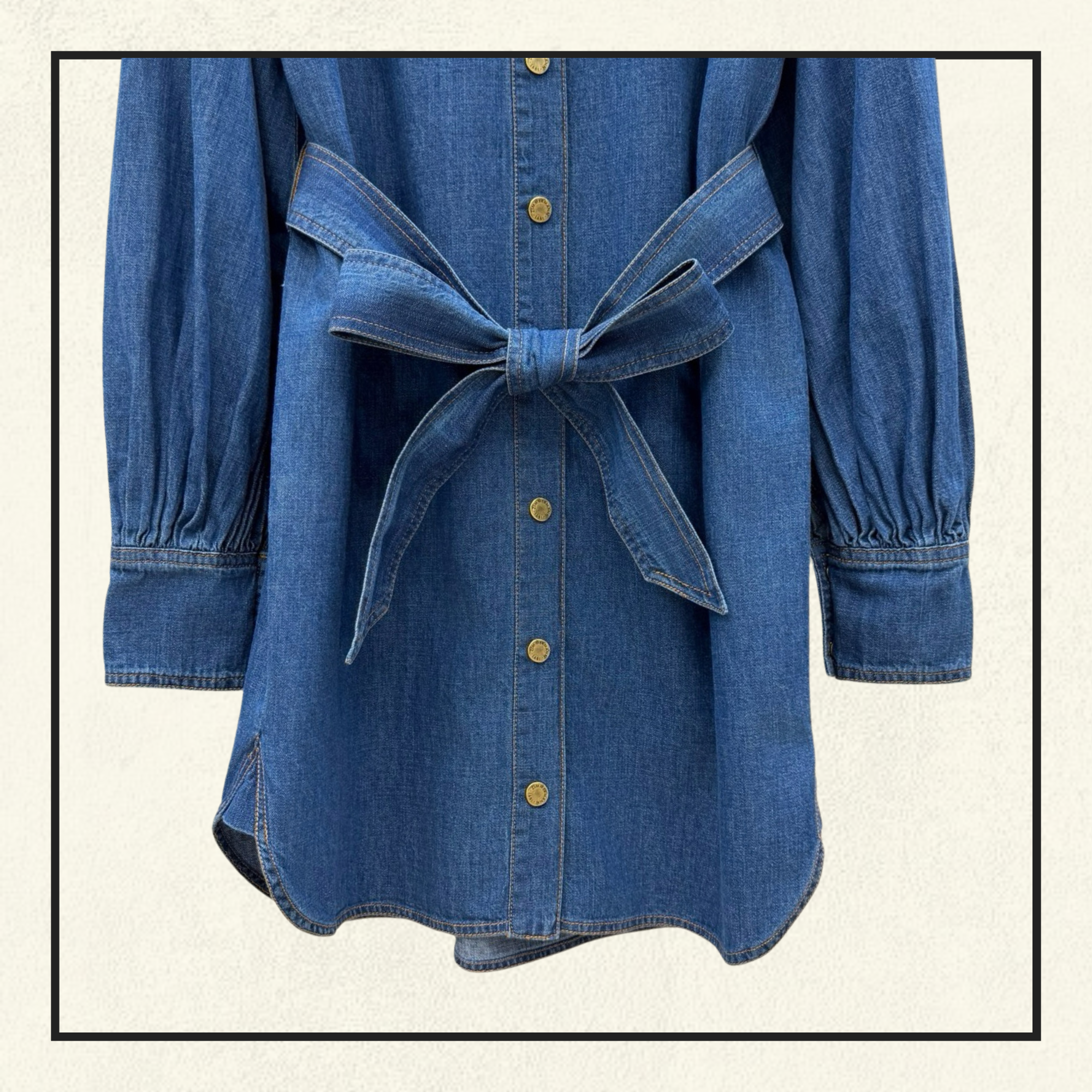 DENIM APPLIQUE MINI DRESS