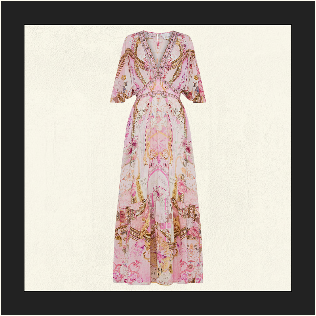 WAISTED DRESS WITH HEM RUFFLE