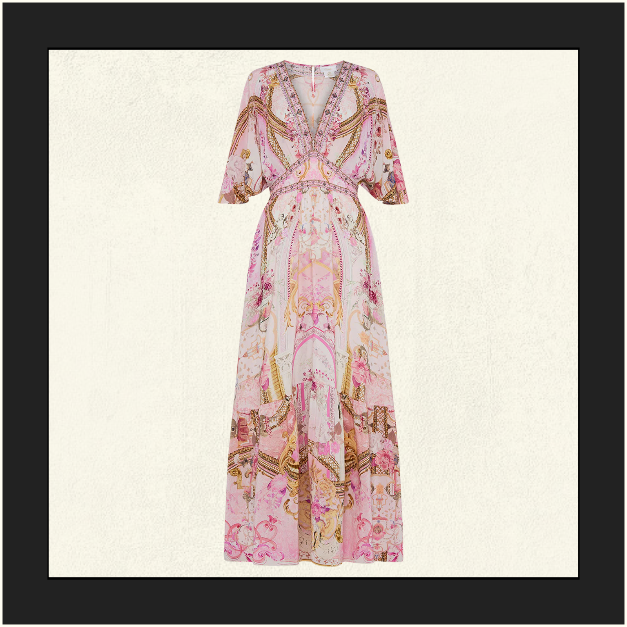 WAISTED DRESS WITH HEM RUFFLE