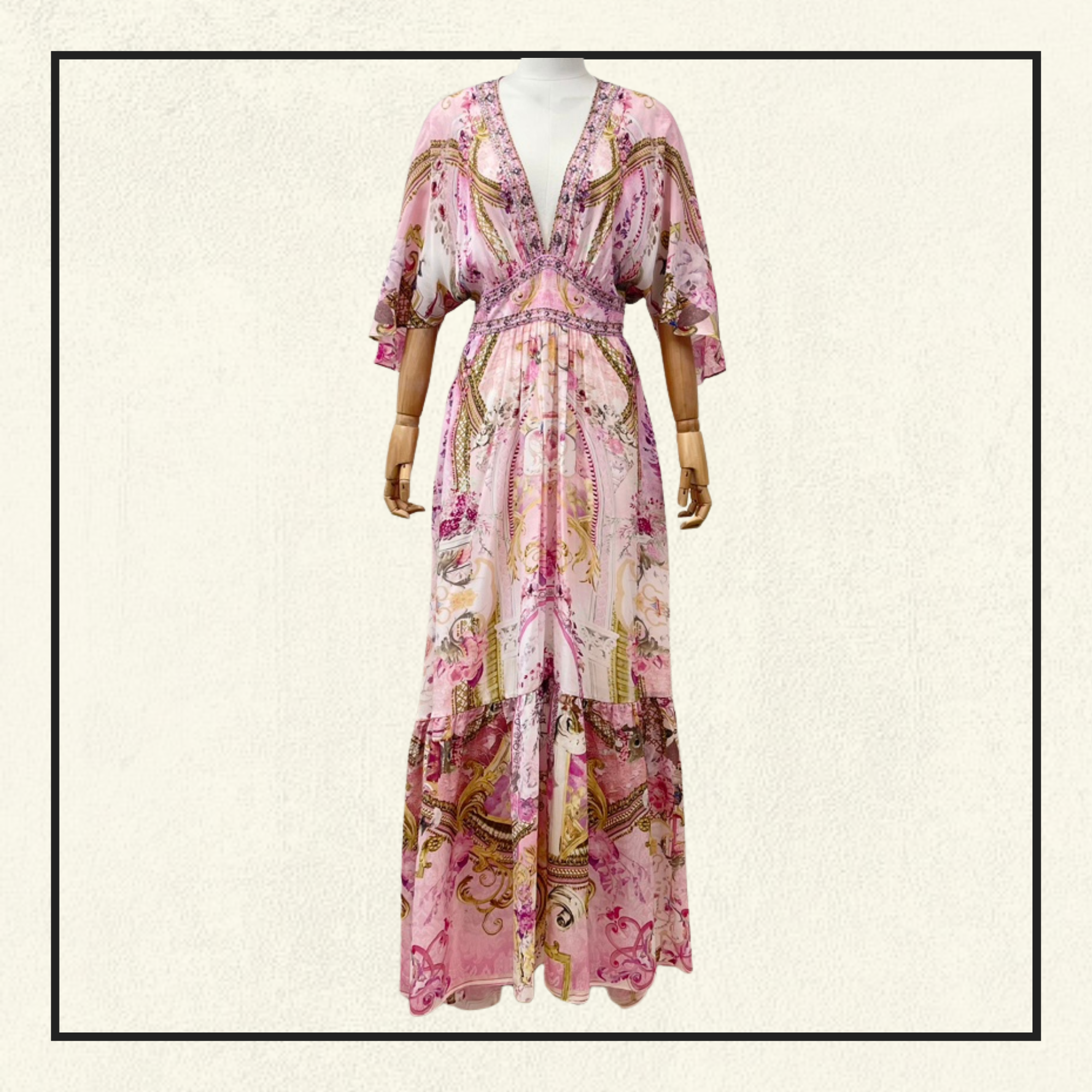 WAISTED DRESS WITH HEM RUFFLE