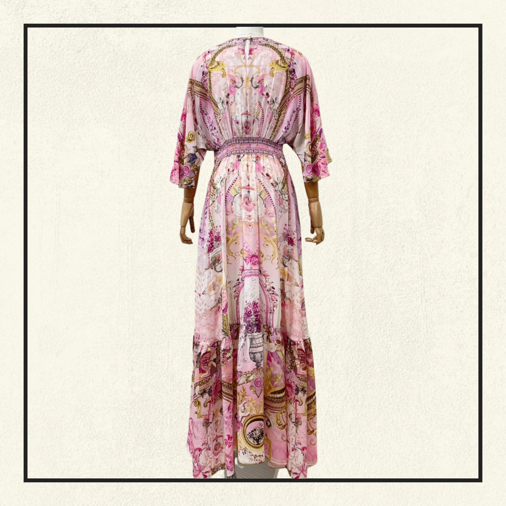 WAISTED DRESS WITH HEM RUFFLE