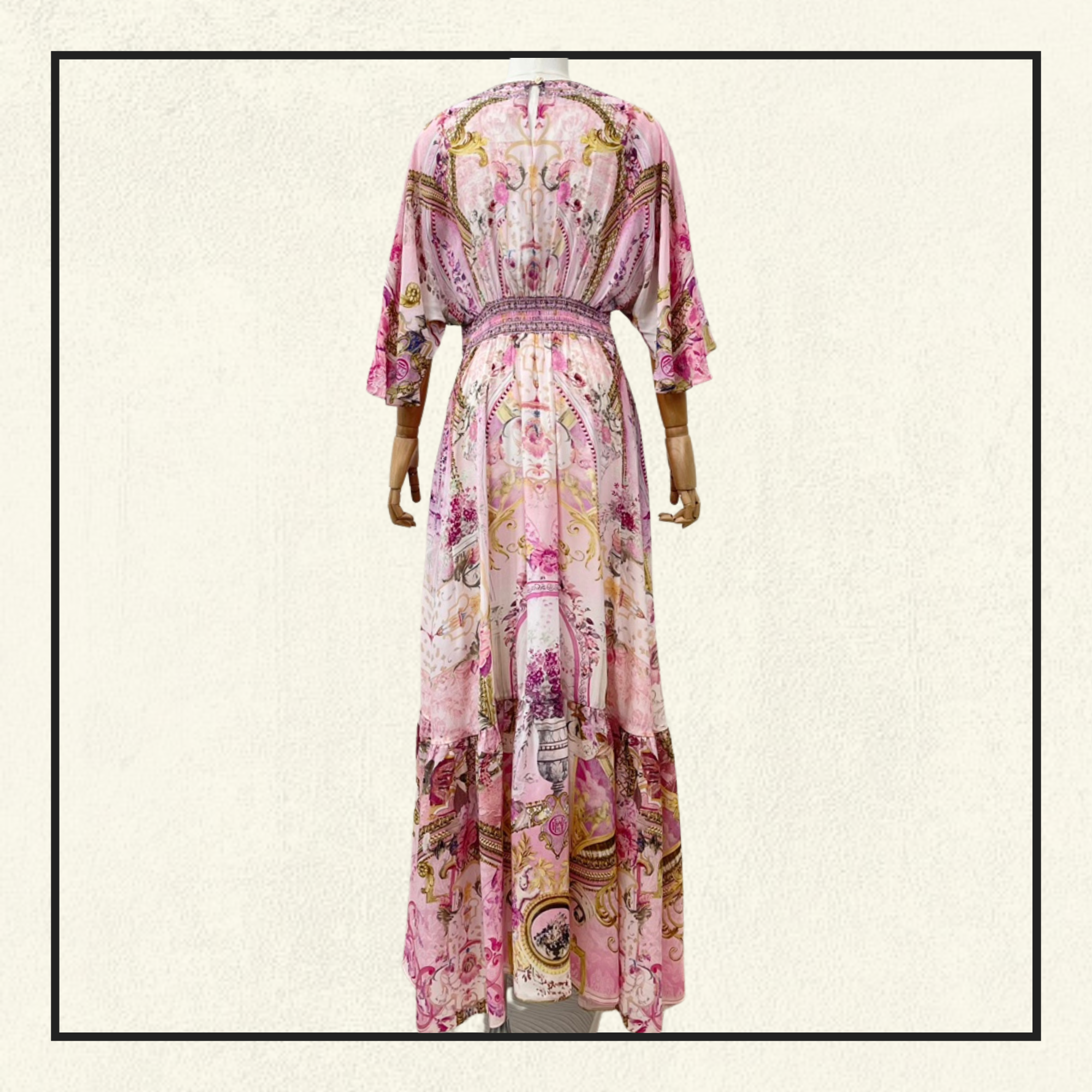 WAISTED DRESS WITH HEM RUFFLE