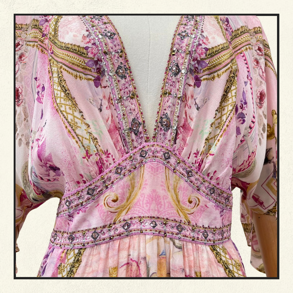 WAISTED DRESS WITH HEM RUFFLE