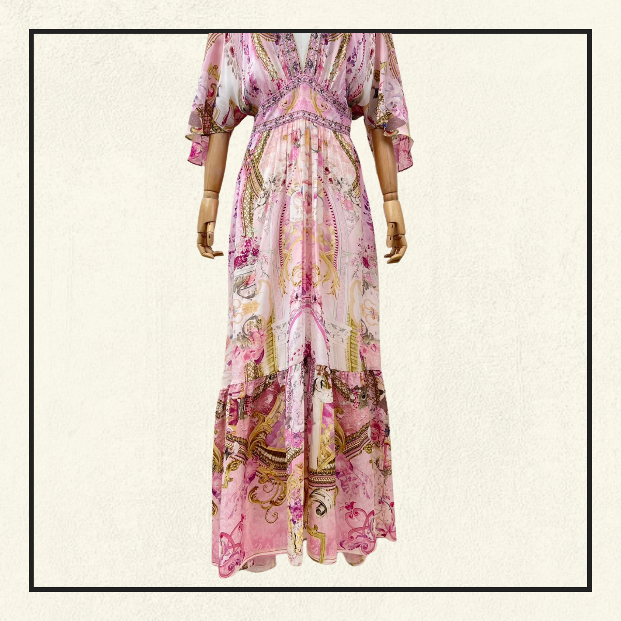 WAISTED DRESS WITH HEM RUFFLE