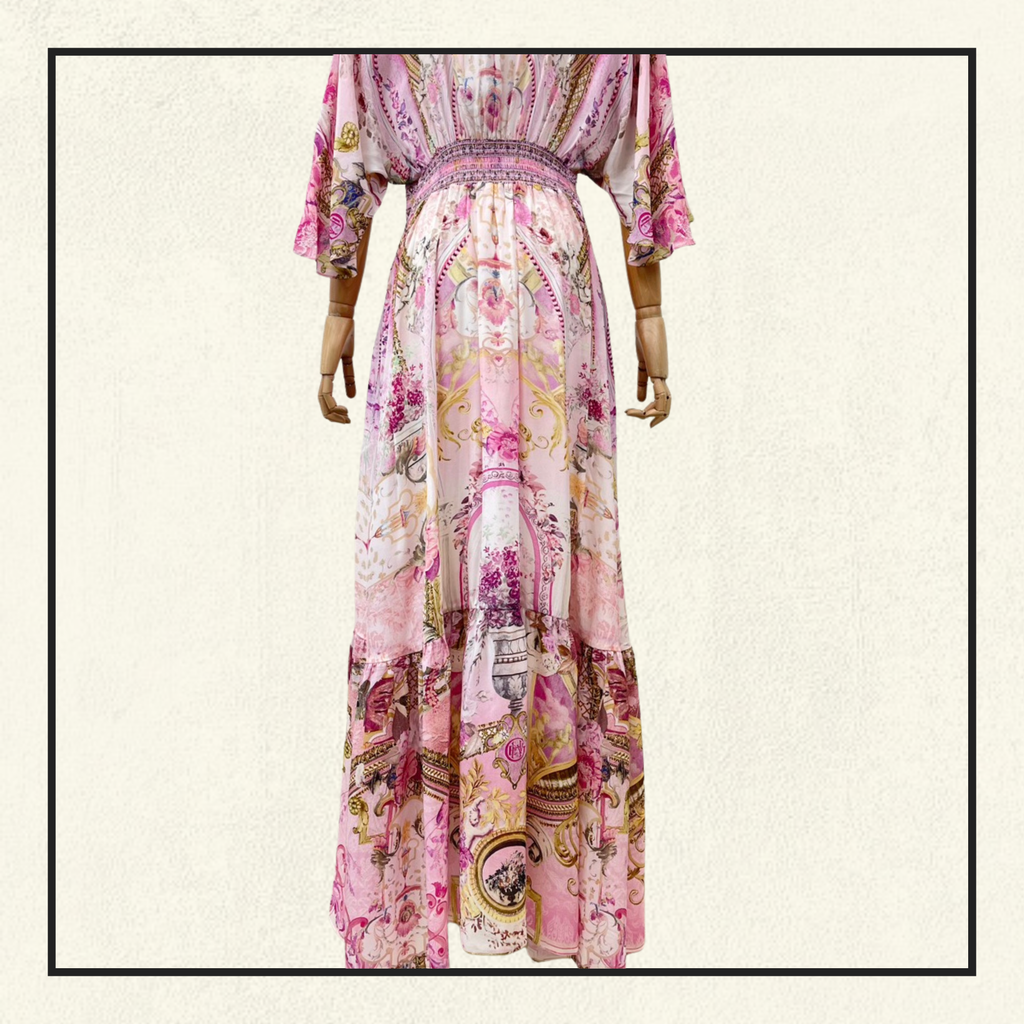 WAISTED DRESS WITH HEM RUFFLE