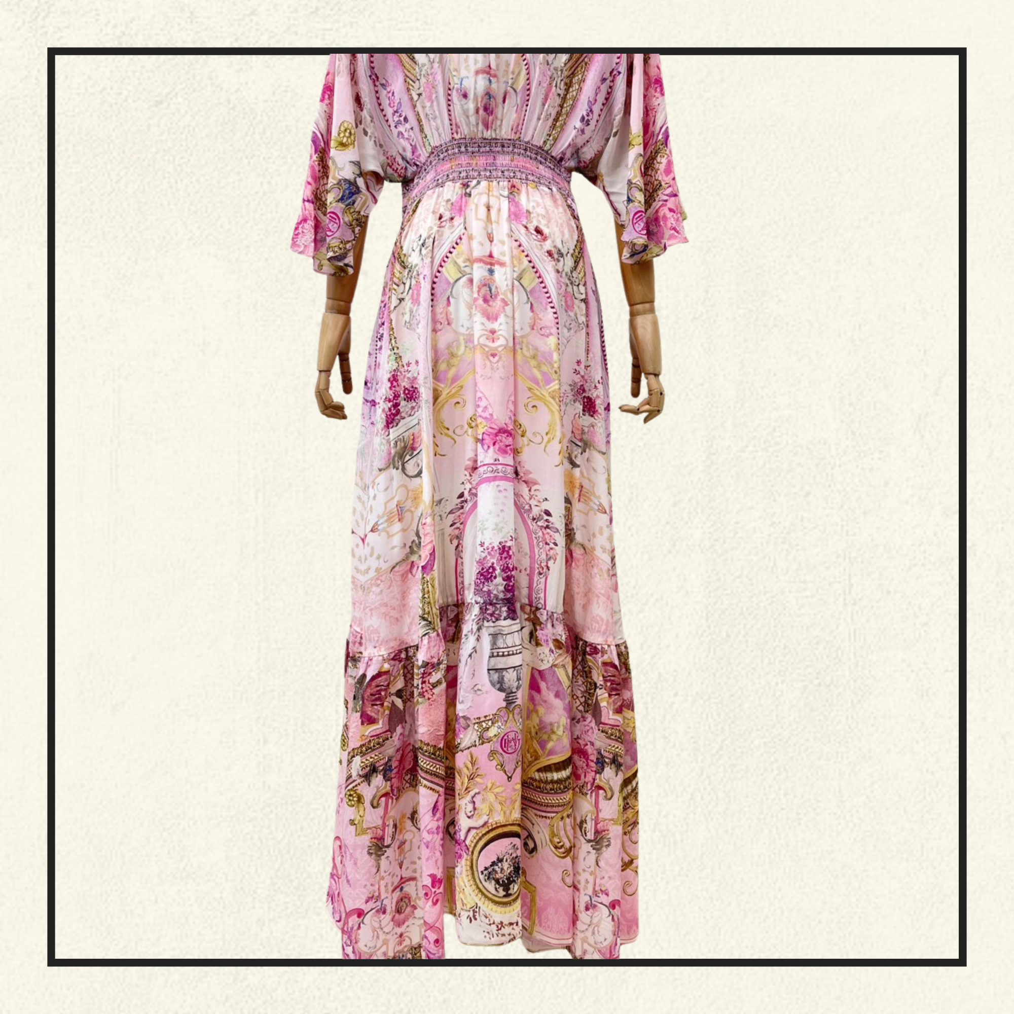 WAISTED DRESS WITH HEM RUFFLE