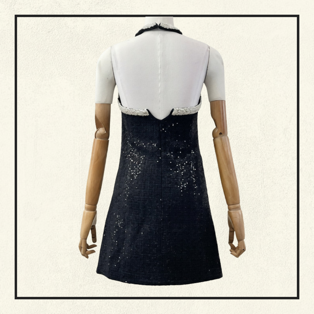 EMBELLISHED BOUCLE MINI DRESS