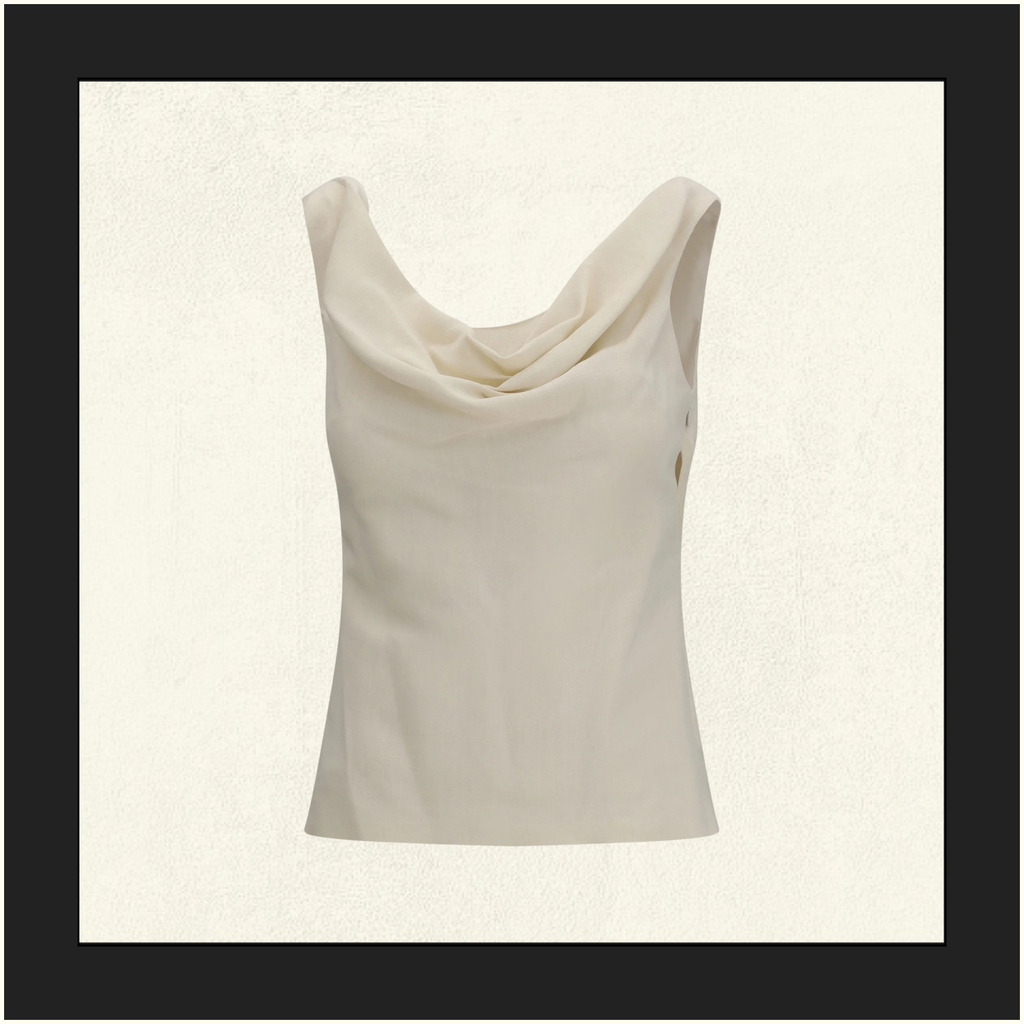 LINEN BLEND TWILL TOP