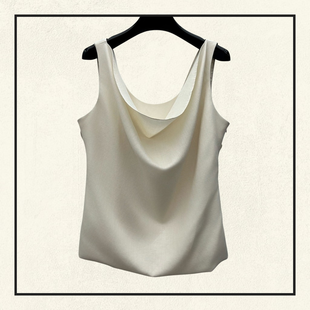 LINEN BLEND TWILL TOP