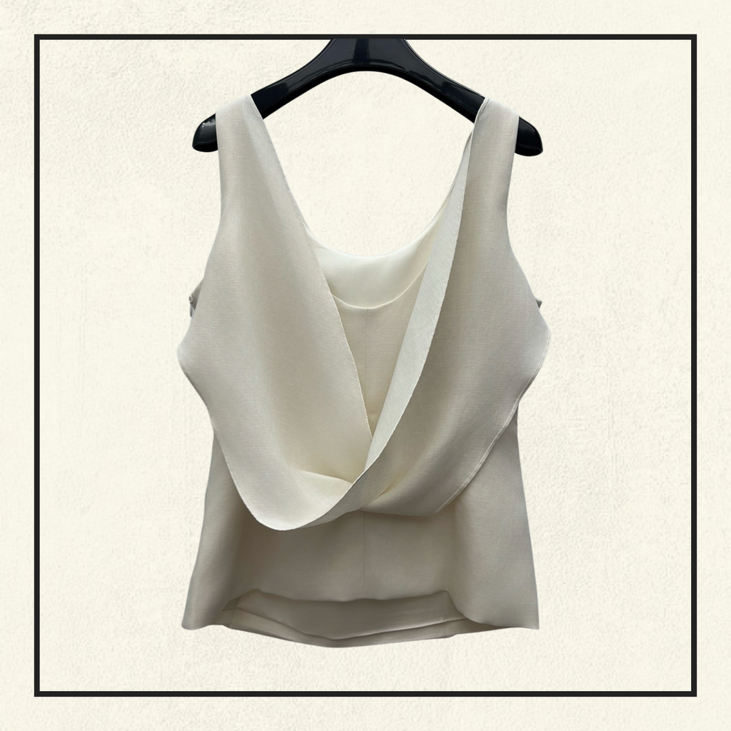 LINEN BLEND TWILL TOP