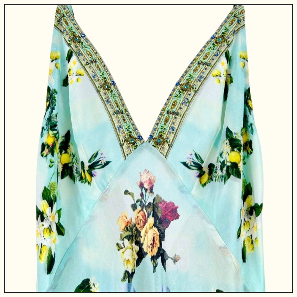 V-NECK LONG BIAS SLIP DRESS