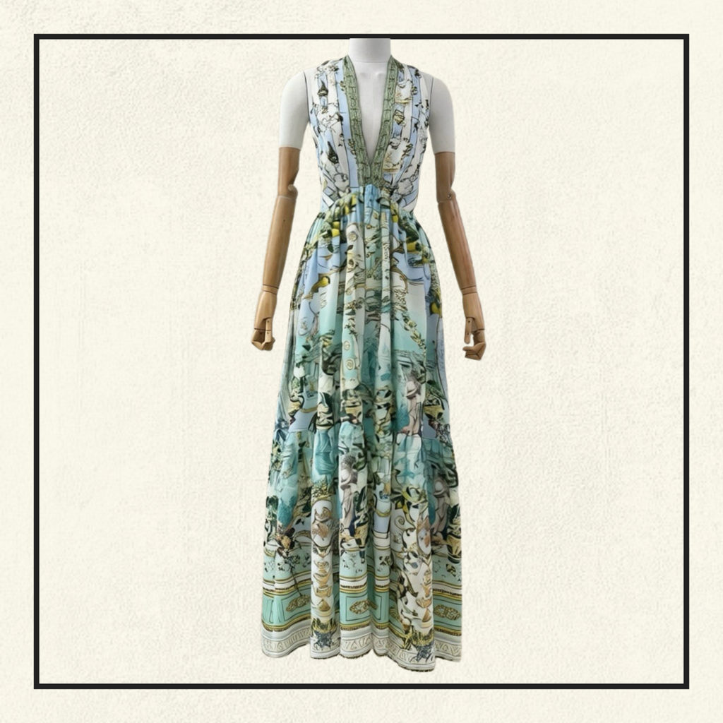 RUFFLE HEM HALTER NECK DRESS