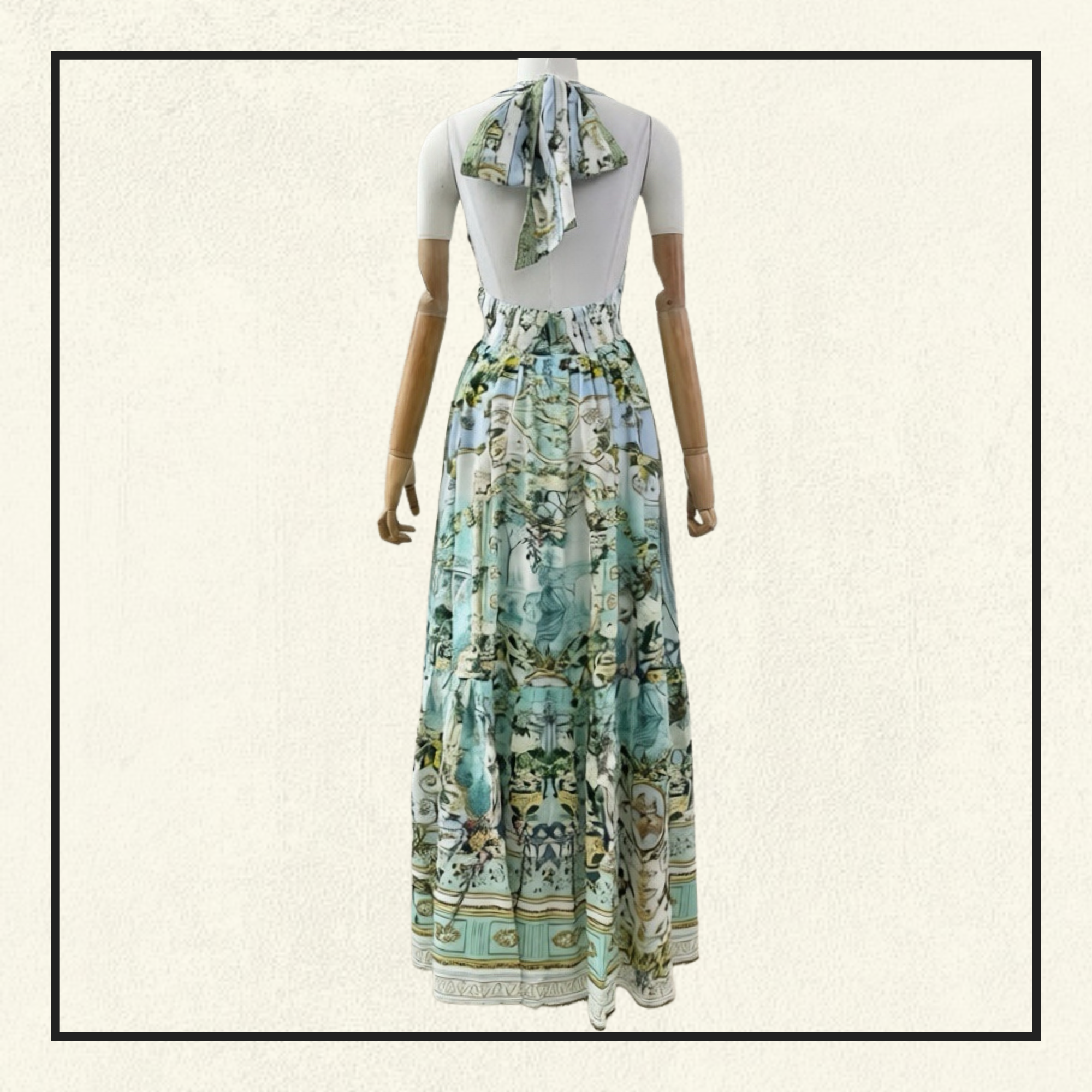 RUFFLE HEM HALTER NECK DRESS