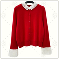 X CASHMERE CARDIGAN WITH PLEATED CUFFS