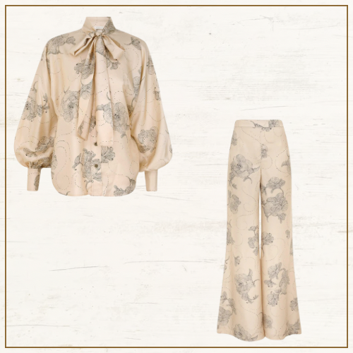 EDEN SILK TIE NECK BLOUSE & PANTS