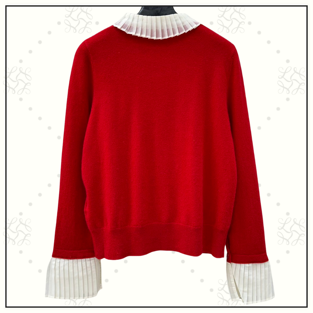 X CASHMERE CARDIGAN WITH PLEATED CUFFS