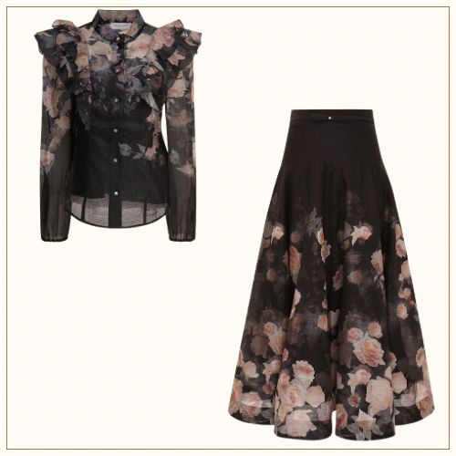 CRUSH LINEN SILK BLOUSE & SKIRT