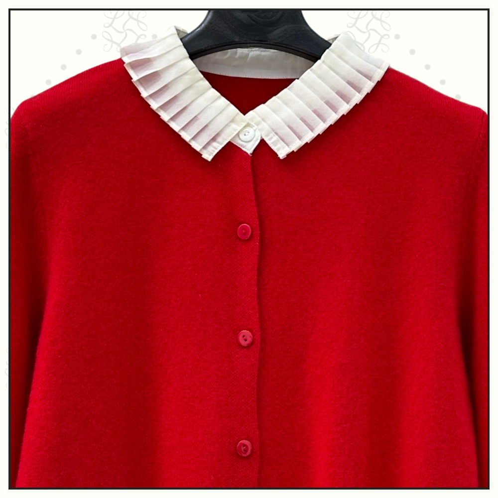 X CASHMERE CARDIGAN WITH PLEATED CUFFS